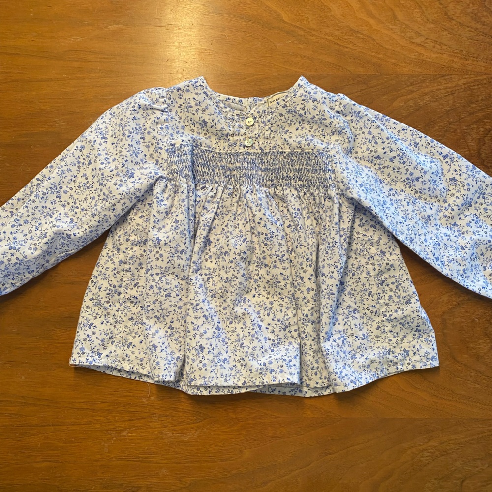 Darcy Brown London Charming Blue Floral Toddler Girls Blouse